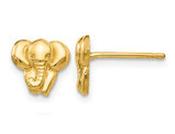 14K Yellow Gold Polished Elephant Charm Post Earrings